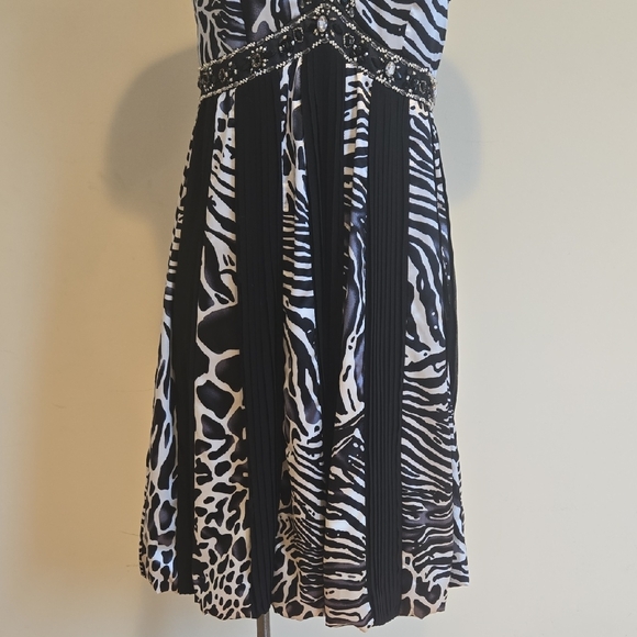 Sue Wong Black and White Animal Print Mini Dress - Picture 3 of 8